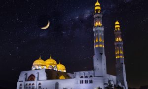 white and gold dome building under starry night