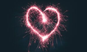 heart shaped pink sparklers photography