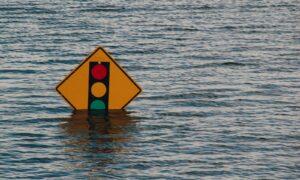 traffic light sign underwater