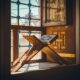 black and white table lamp on brown wooden table